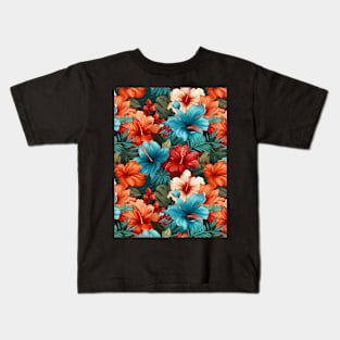 #30 Floral Pattern. Hibiscus Flower Pattern. Kids T-Shirt